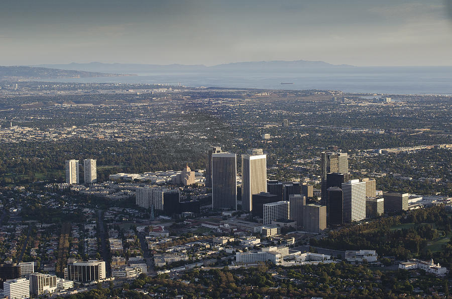 Aerial view of Los Angeles cityscape, California, United States Photograph by Chris Sattlberger