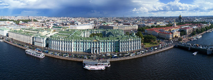 Aerial view of Neva River and Hermitage Photograph by Mikhail Kokhanchikov