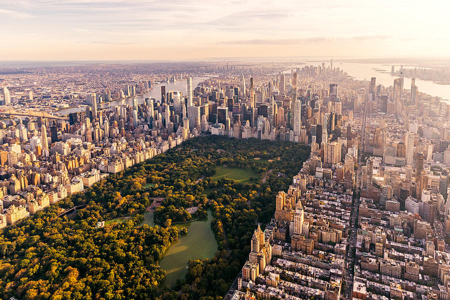 Aerial view of New York City skyline with Central Park and Manhattan, USA Photograph by Alexander Spatari