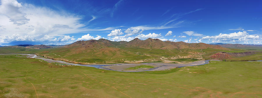 Aerial view of Orkhon valley Mongolia Photograph by Mikhail Kokhanchikov