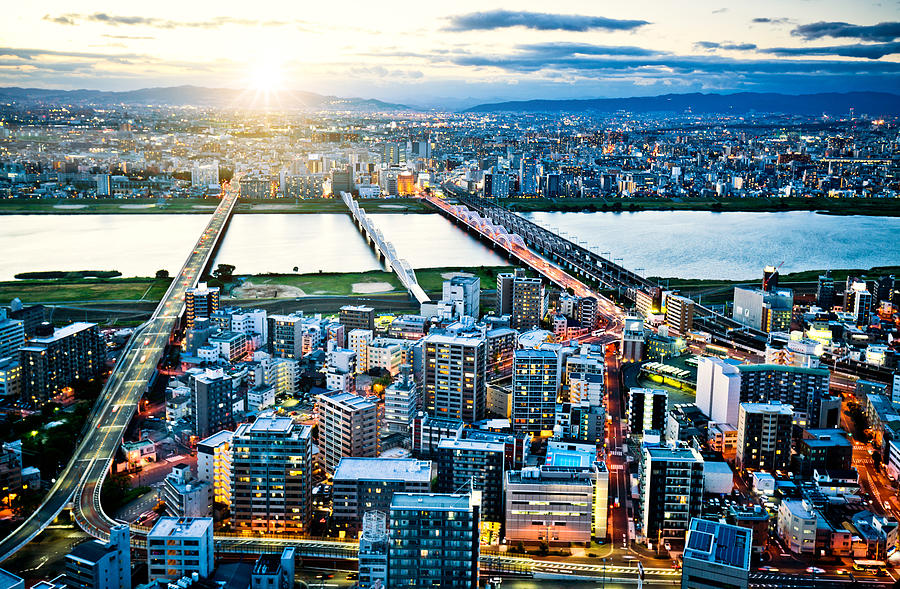 Aerial view of Osaka Skyline Photograph by Nikada