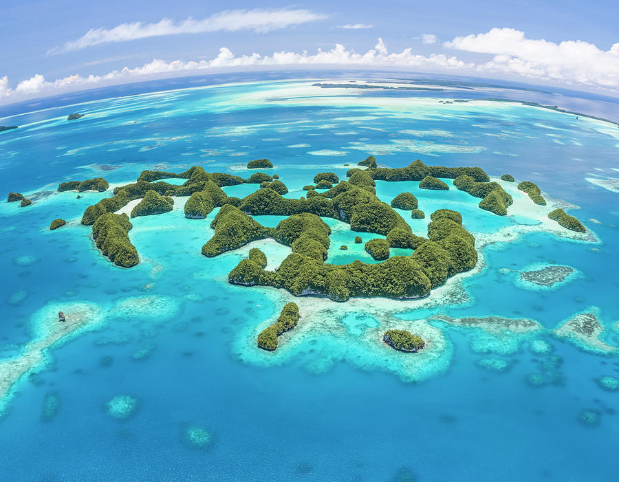 Aerial view of Palau 70 islands Photograph by Richard Brooks - Fine Art ...