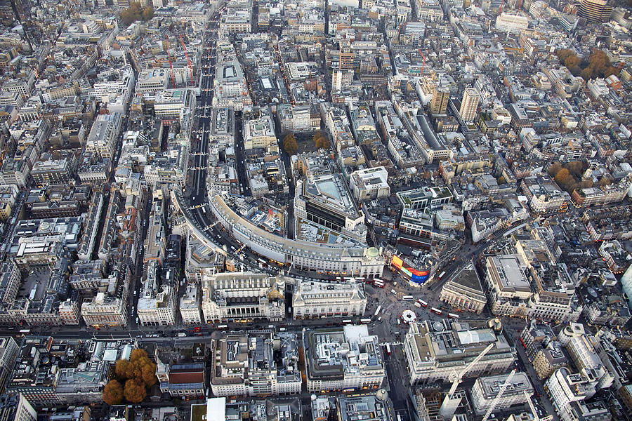 Aerial view of  Piccadilly Circus and Regent Photograph by Andrew Holt