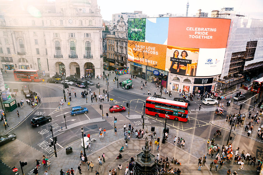 Aerial view of Piccadilly Circus in London, England, UK Photograph by Alexander Spatari