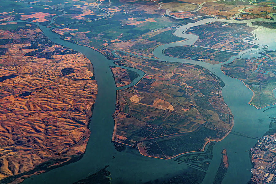 Aerial view of Sacramento Delta region of California Photograph by ...