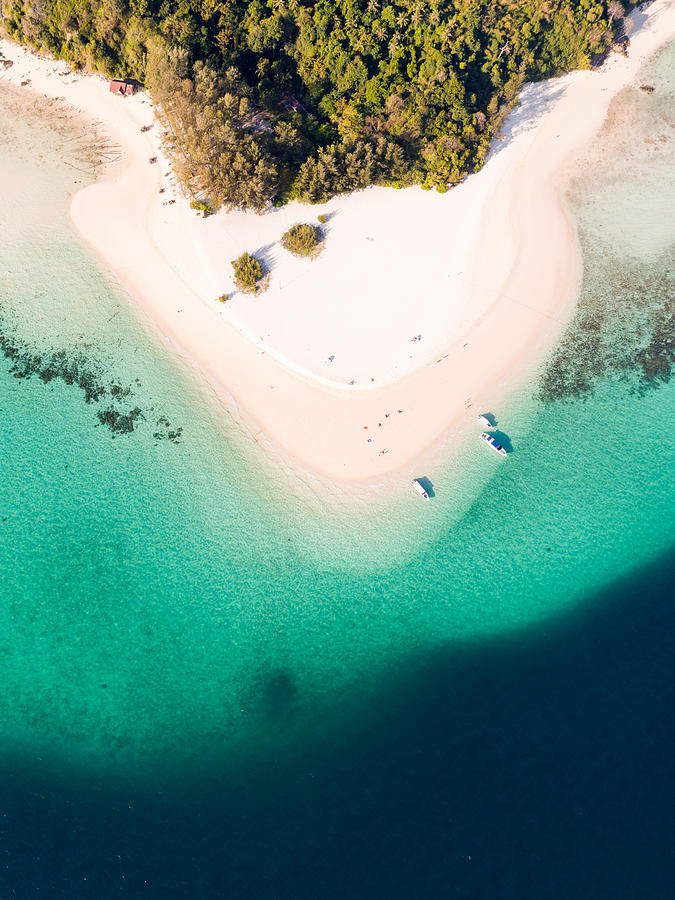 Aerial view of sandy tropical beach, bamboo island, Thailand Photograph by Matteo Colombo