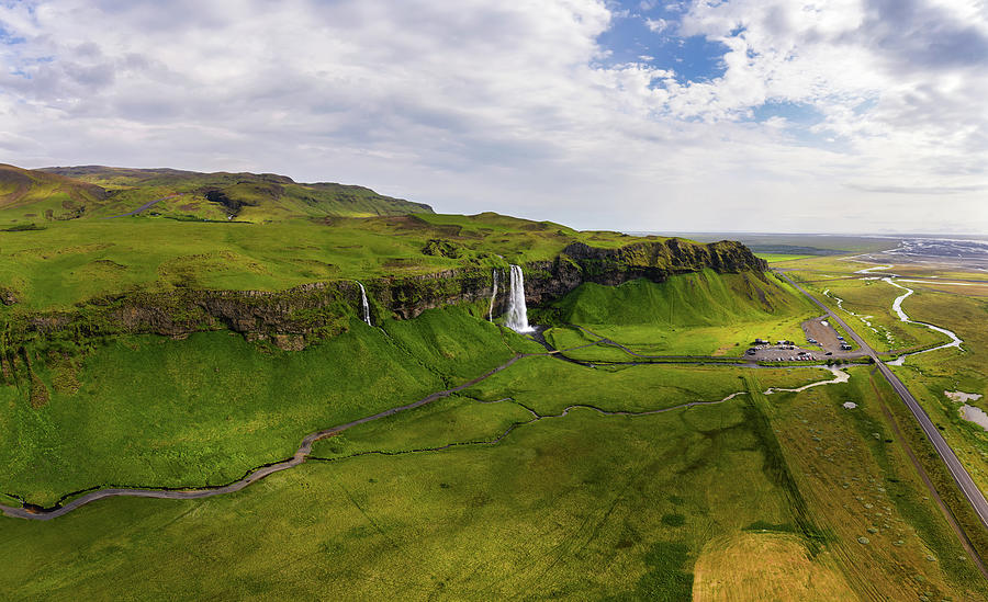 Aerial view of Seljalandsfoss Waterfall in Iceland Photograph by ...