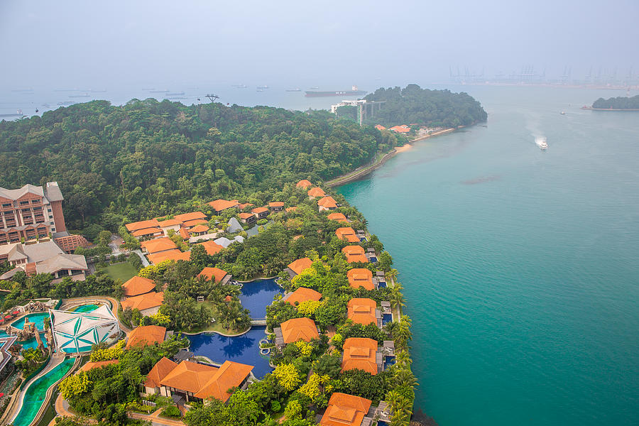 Aerial View of Sentosa Island and the Singapore Strait Photograph by ...