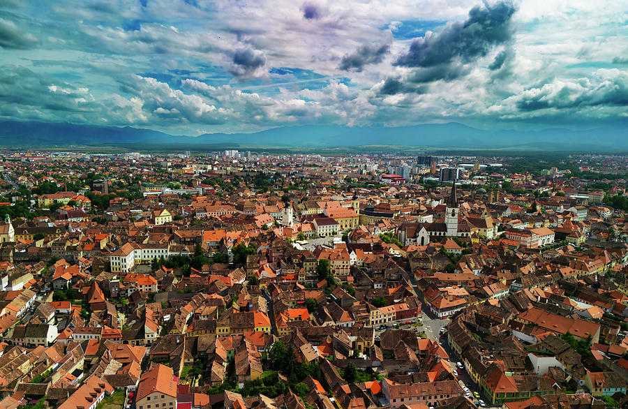 Aerial view of Sibiu Photograph by Mircea Costina Photography