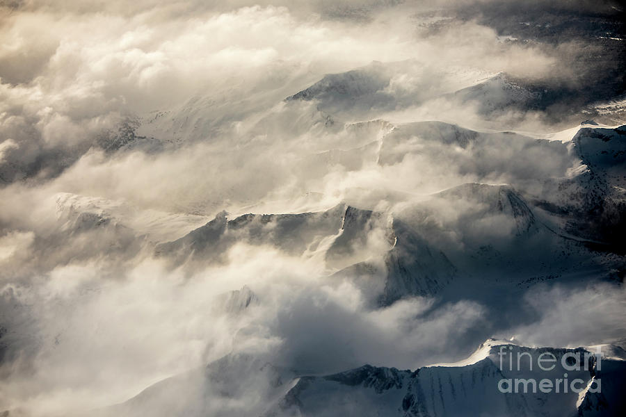 Aerial view of Sierra Nevada Mountains of California taken durin ...