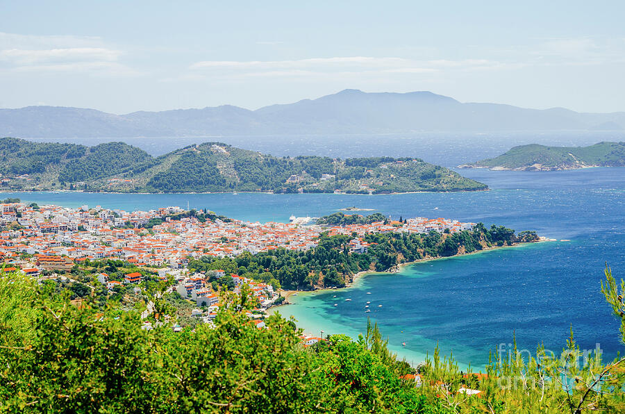 Aerial view of Skiathos old town in Sporades, Greece Photograph by Jelena Jovanovic Aerial view of Skiathos old town in Sporades, Greece Photograph by Jelena Jovanovic