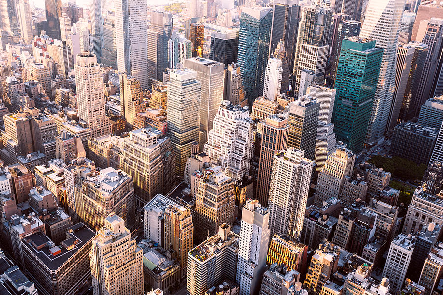 Aerial view of skyscrapers in Midtown Manhattan, New York City, USA Photograph by Alexander Spatari