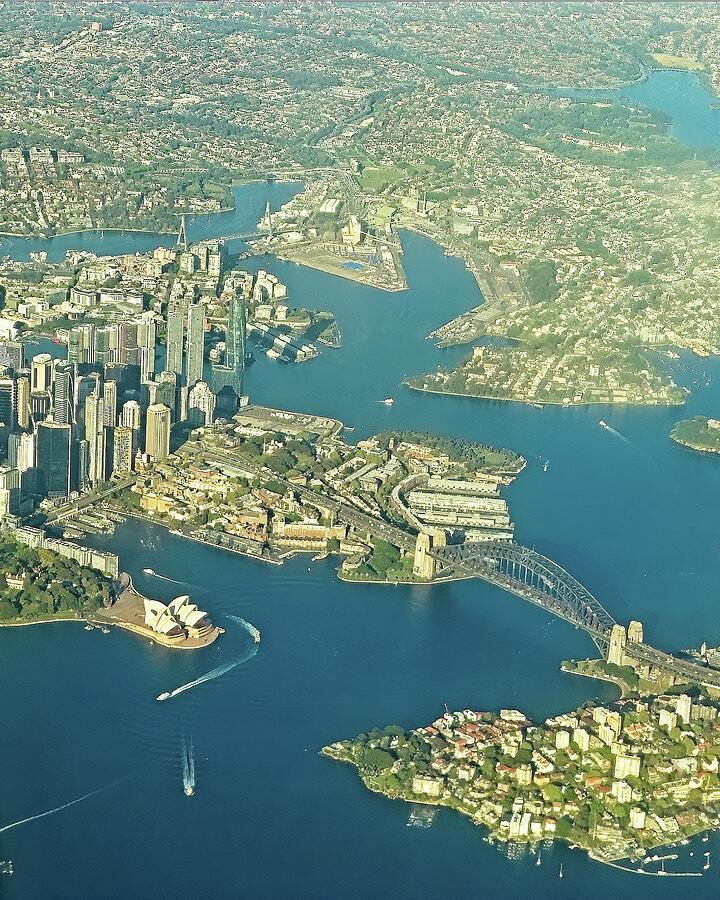 Aerial View of Sydney Harbour Photograph - Aerial View of Sydney Harbour by Steven Ralser