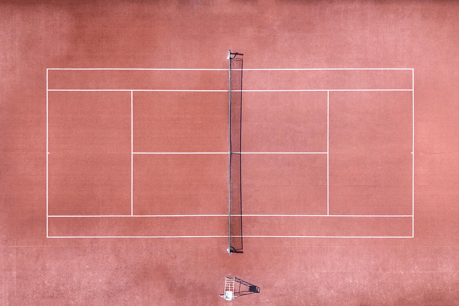 Aerial view of tennis court Photograph by Gwengoat