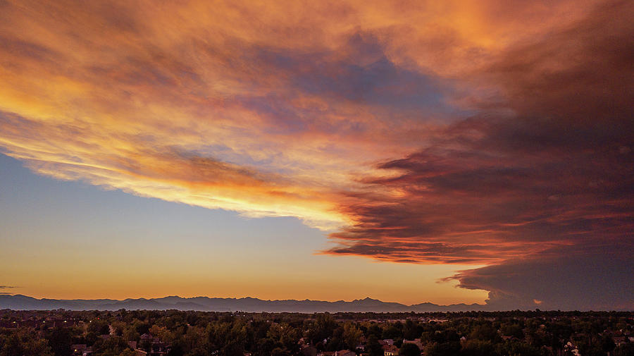 Aerial View of the Cameron Peak Fire Smoke Plume at Sunset Photograph by Tony Hake