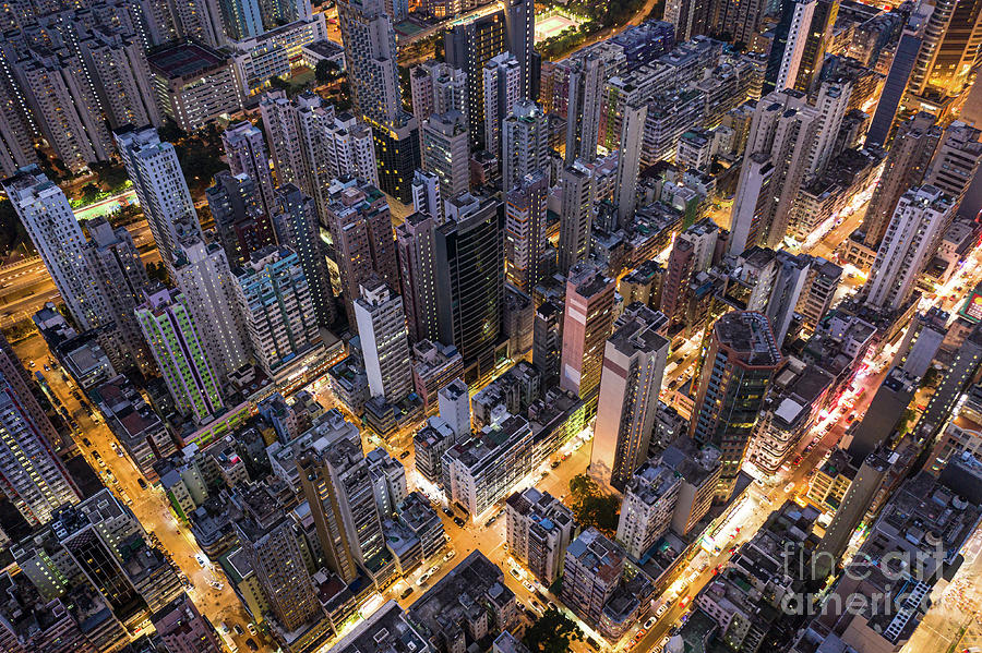 Aerial view of the crowded residential district of Kowloon in Ho Photograph by Didier Marti