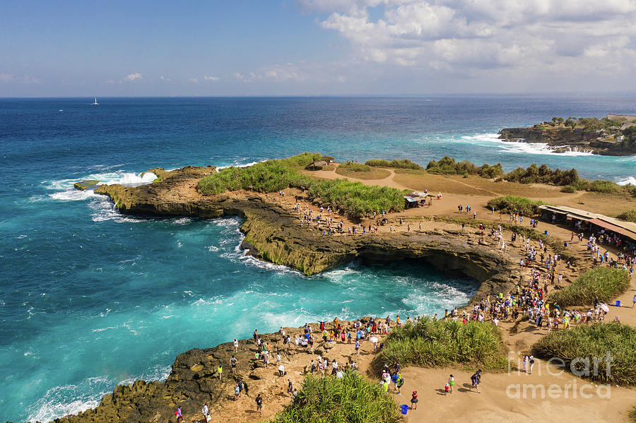 Aerial view of the famous Devils tear in the Nusa Lembongan isl Photograph by Didier Marti