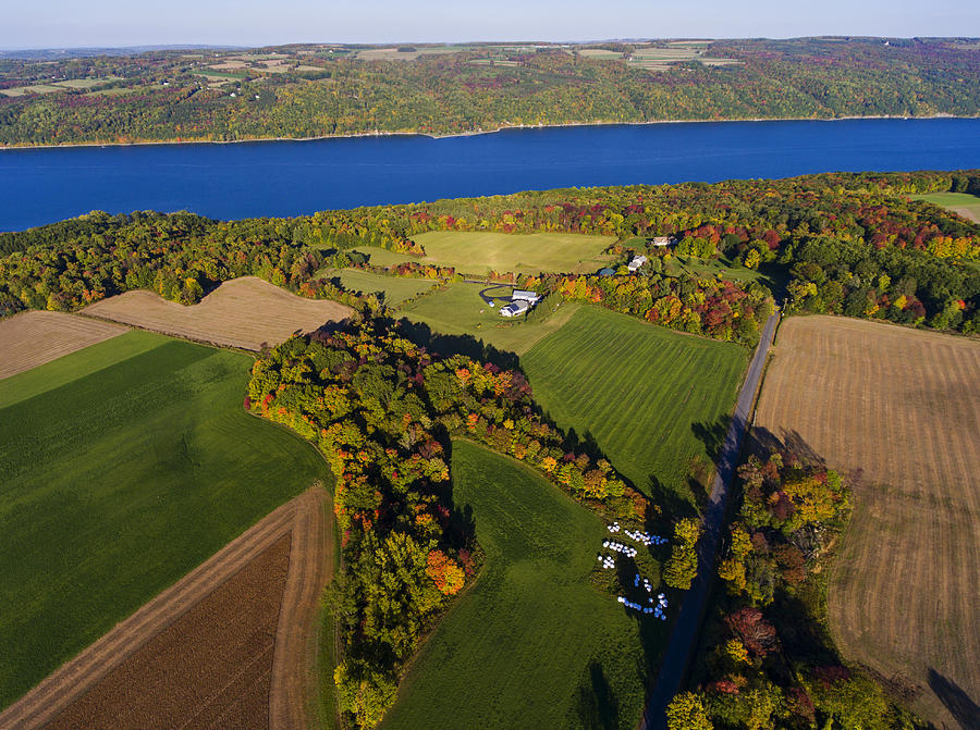 Aerial view of the Finger Lakes in Autumn Photograph by Matt Champlin