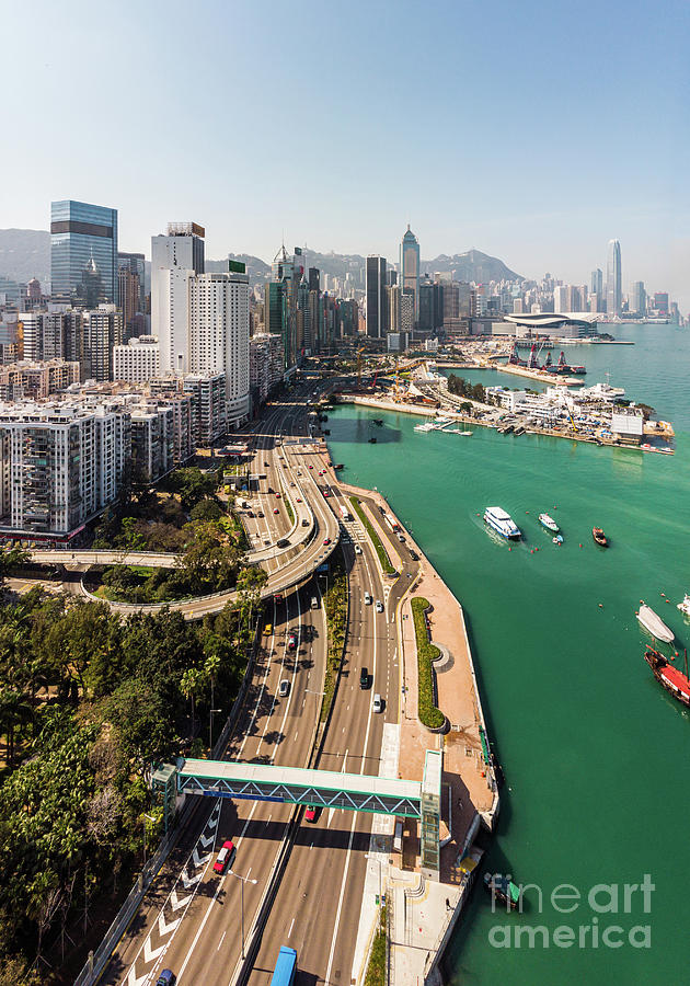 Aerial view of the highway along the Causeway Bay shopping distr Photograph by Didier Marti