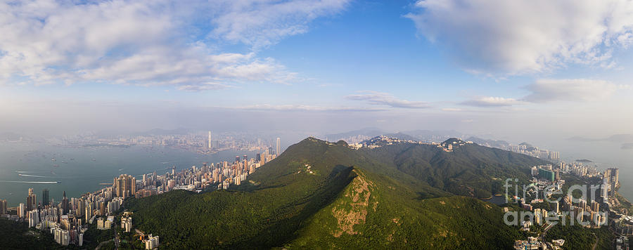 Aerial view of the Hong Kong island stunning landscape with the  Photograph by Didier Marti
