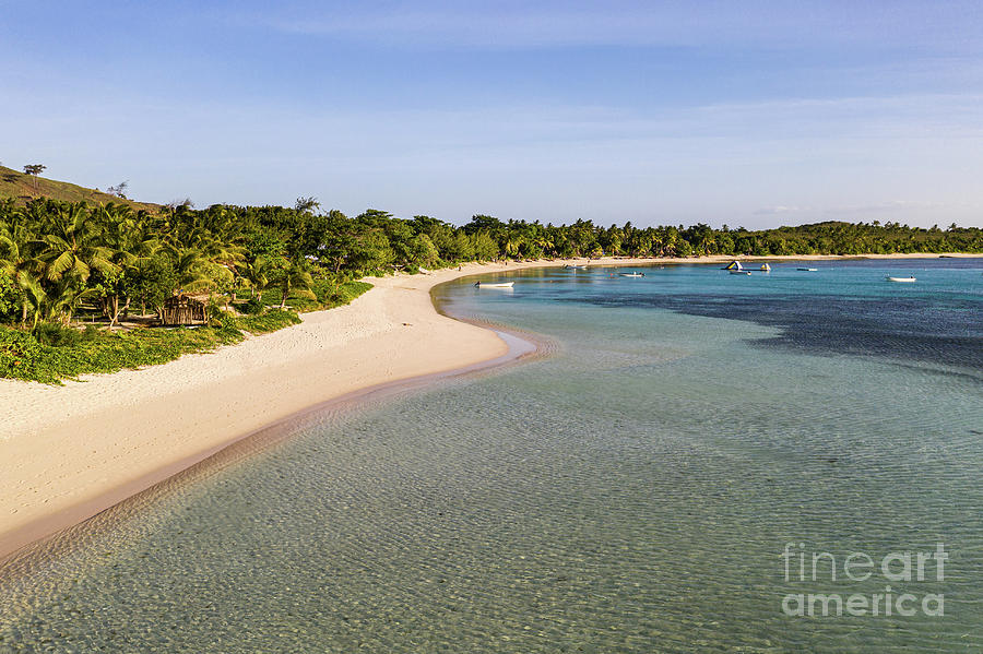 Aerial view of the idyllic blue lagoon beach and coast in the Ya Photograph by Didier Marti