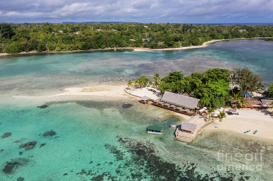 Aerial view of the idyllic Erakor island in the Port Vila bay, V Photograph by Didier Marti