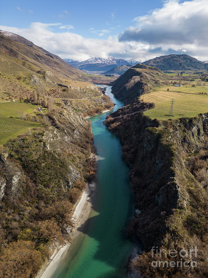 Nature Photograph - Aerial view of the Kawarau river and gorge in New Zealand  by Didier Marti