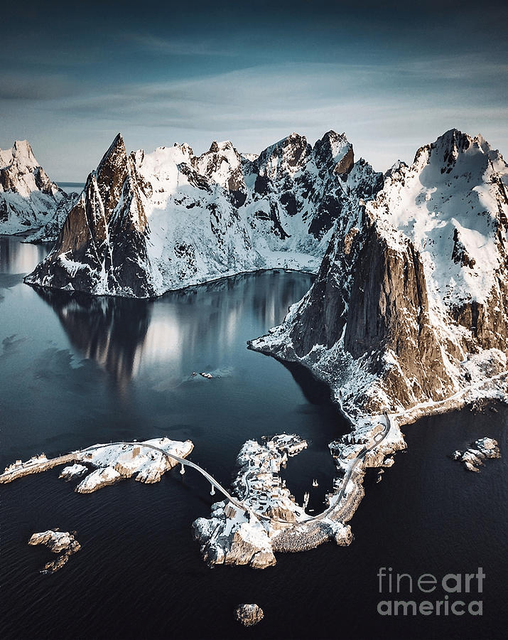 Aerial View Of The Lofoten Islands Poster Digital Art By Ha Pham