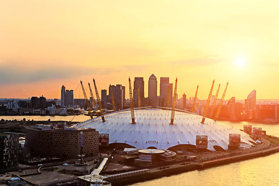 Aerial view of The Millennium Dome at sunset Photograph by _ultraforma_