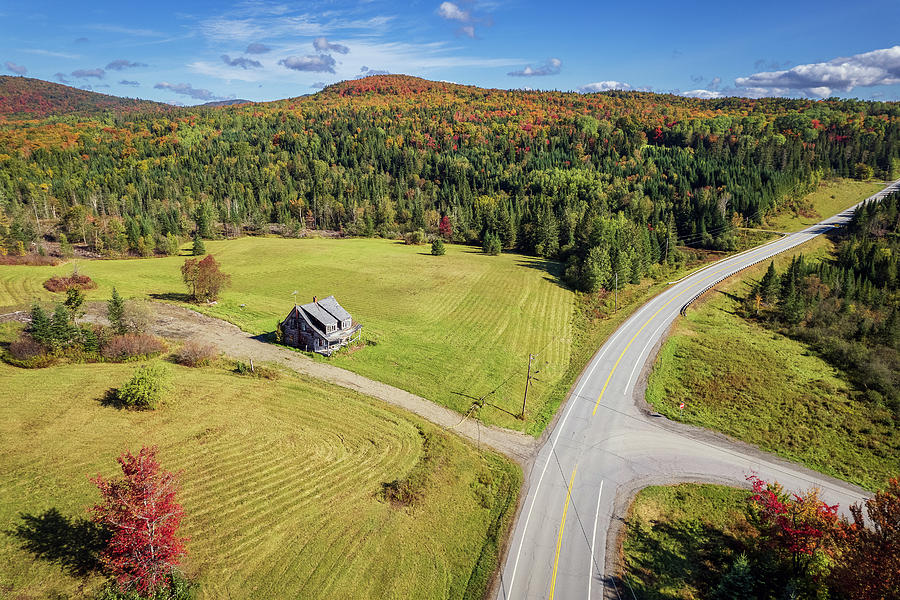 Aerial View of the Old Homestead - Pittsburg, NH Photograph by John Rowe