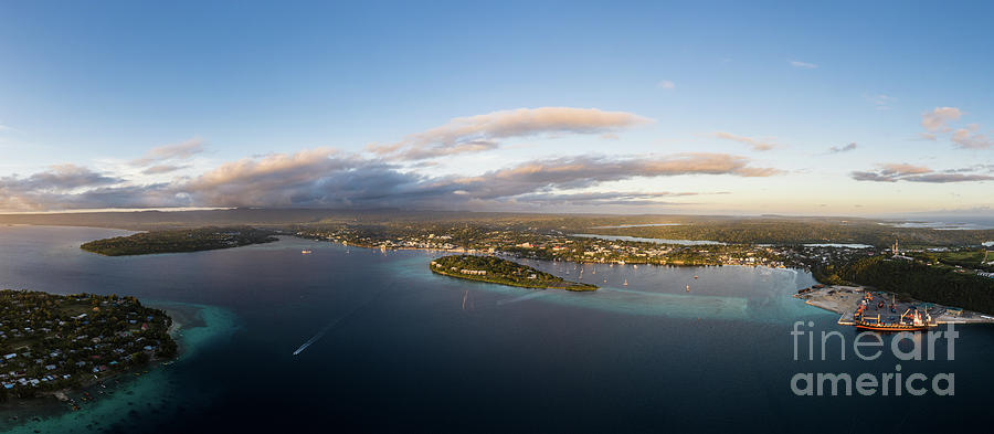 Aerial view of the Port Vila bay in Vanuatu capital city Photograph by Didier Marti