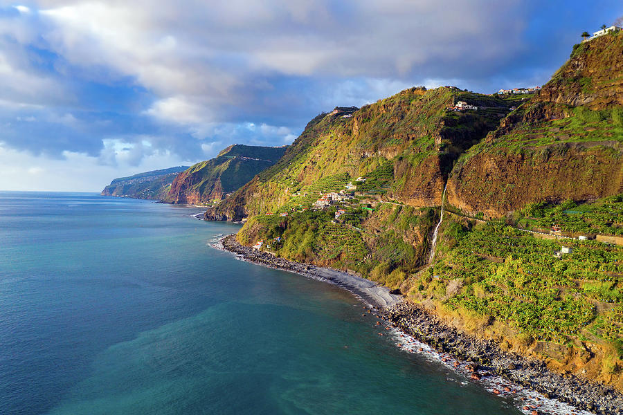 Aerial view of the scenic coastline of Madeira, Portugal Photograph by ...