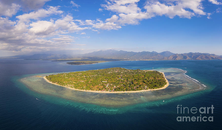 Aerial view of the stunning Gili Air in Lombok in Indonesia Photograph by Didier Marti