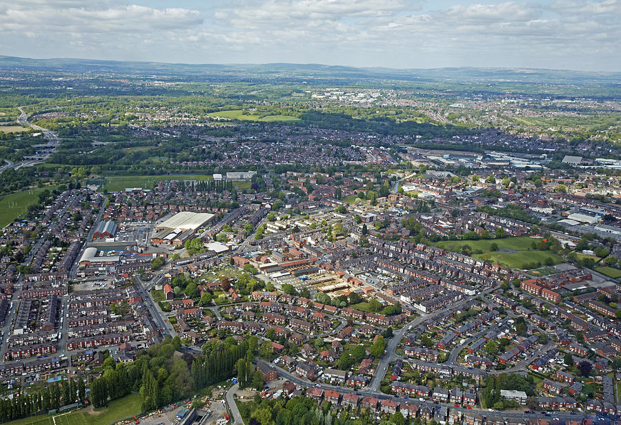 Aerial view of the suburbs of Manchester Photograph by Allan Baxter