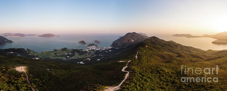 Aerial view of the sunset over the famous Dragons back hiking t Photograph by Didier Marti