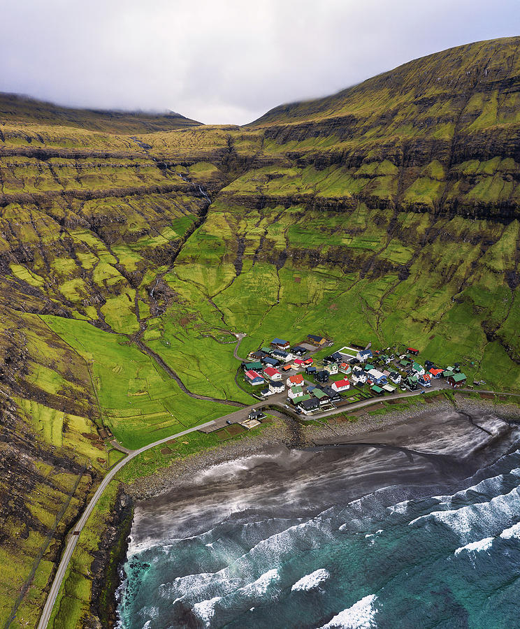 Aerial view of the Tjornuvik village and its beach in the Faroe Islands Photograph by Miroslav Liska Aerial view of the Tjornuvik village and its beach in the Faroe Islands Photograph by Miroslav Liska