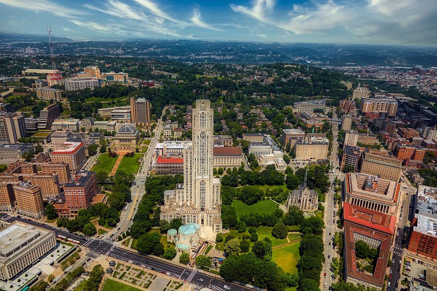 University Of Pittsburgh Photograph - Aerial View Of The University Of Pittsburgh Campus by Mountain Dreams