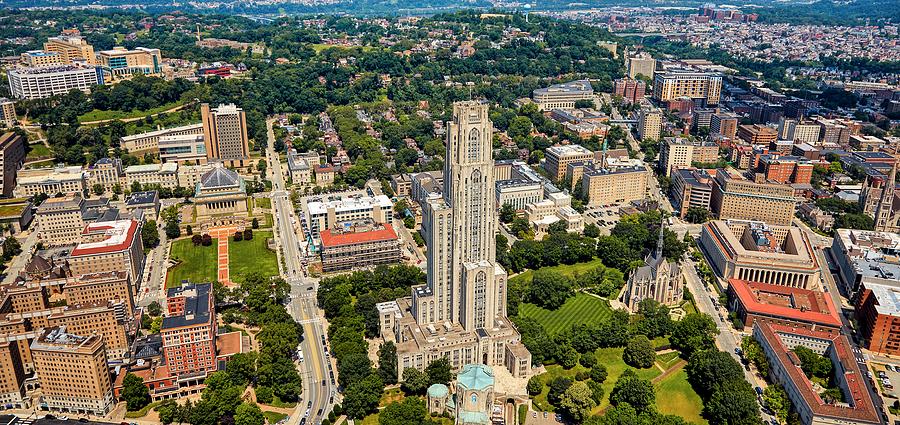 University Of Pittsburgh Photograph - Aerial View of the University of Pittsburgh Campus by Mountain Dreams