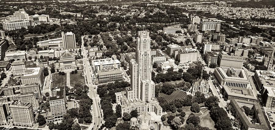 University Of Pittsburgh Photograph - Aerial View of the University of Pittsburgh Campus #2 by Mountain Dreams
