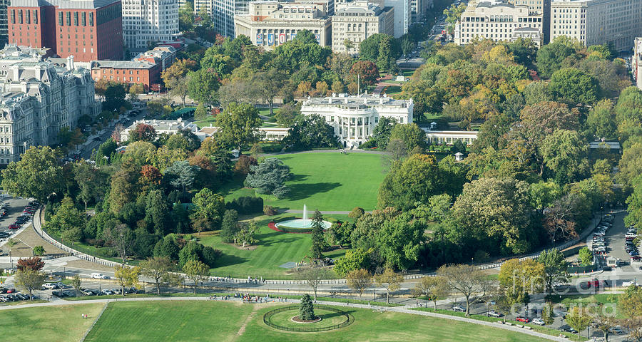 Aerial view of the White House and grounds in Washington, DC, fr Photograph by William Kuta