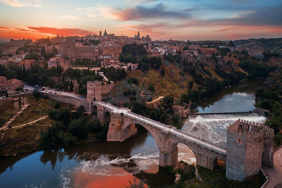 Aerial view of Toledo skyline bridge Photograph by Songquan Deng