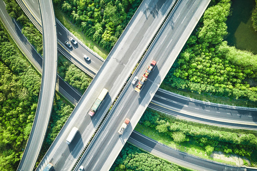 Aerial view of traffic and overpasses in spring Photograph by Asia-Pacific Images Studio