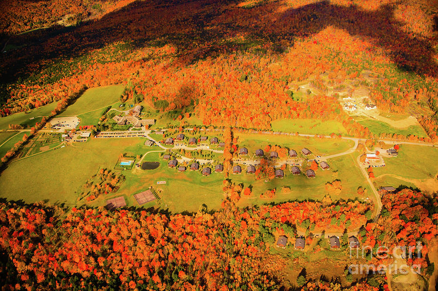 Aerial View Of Trapp Family Lodge During Peak Foliage Season. Photograph