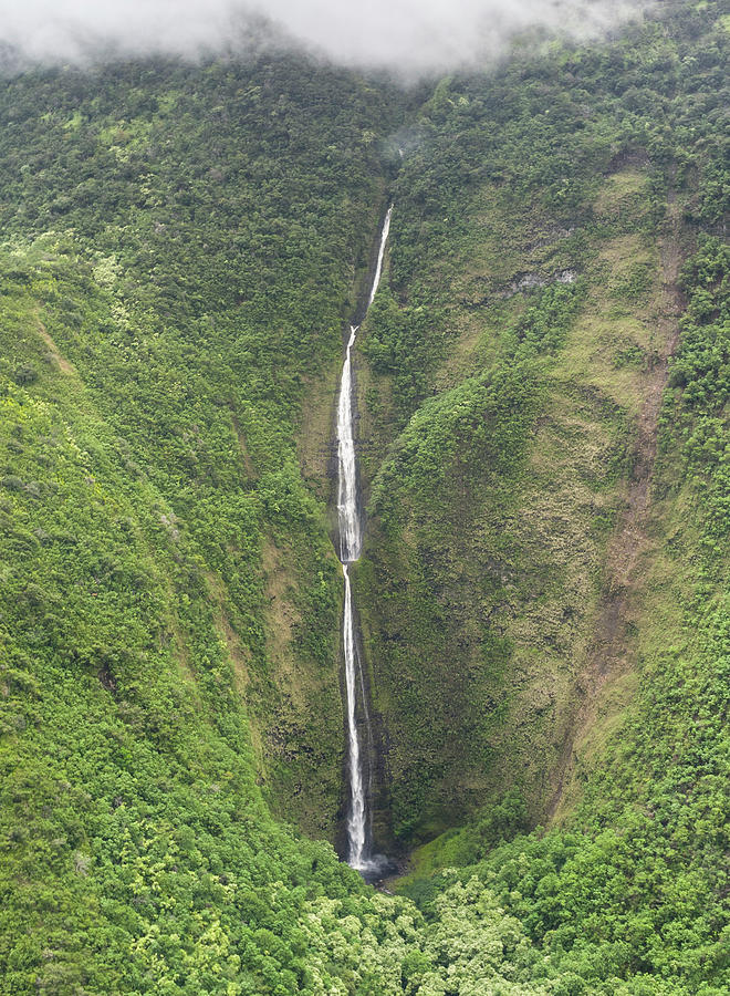 aerial view of triple waterfall in Waimanu Valley Photograph by David L ...