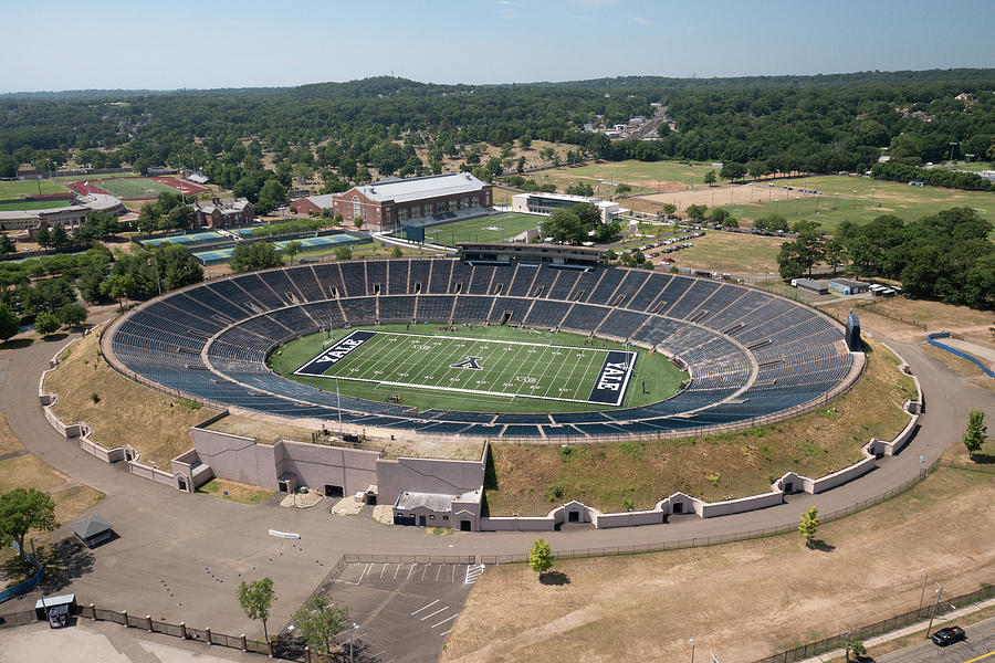 Aerial view of Yale Bowl football stadium at Yale University Photograph by Eldon McGraw