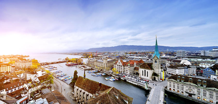 Aerial View of Zurich Cityscape, Switzerland Photograph by Zorazhuang