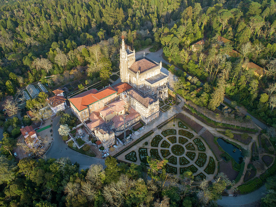 Aerial view on palace of Bussaco Photograph by Mikhail Kokhanchikov