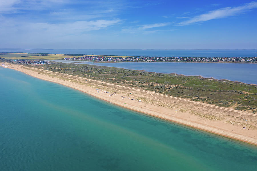 Aerial view on sand beach and Black sea Photograph by Mikhail Kokhanchikov