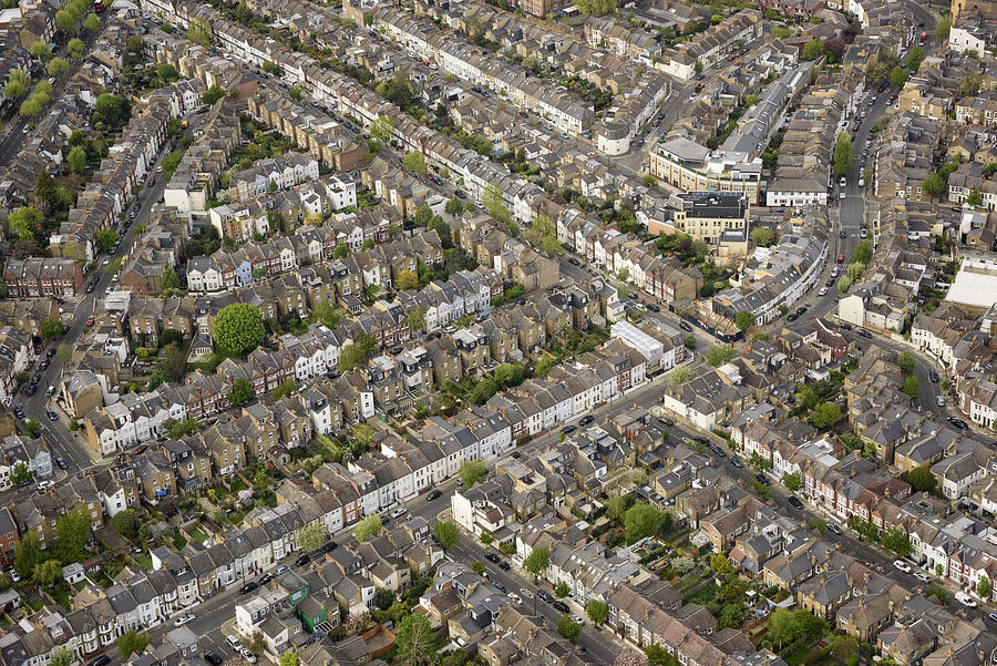 Aerial view over London terraced housing Photograph by JohnnyGreig Aerial view over London terraced housing Photograph by JohnnyGreig