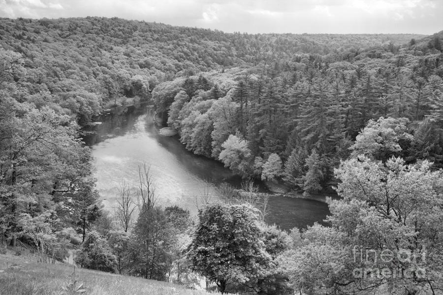 Aerial View Over The Clarion River Black And White Photograph by Adam Jewell
